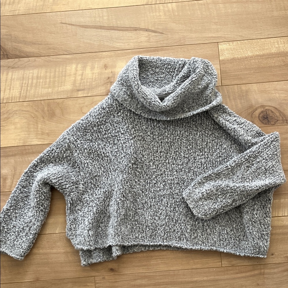 Free People Soft Gray Cowl Neck Sweater